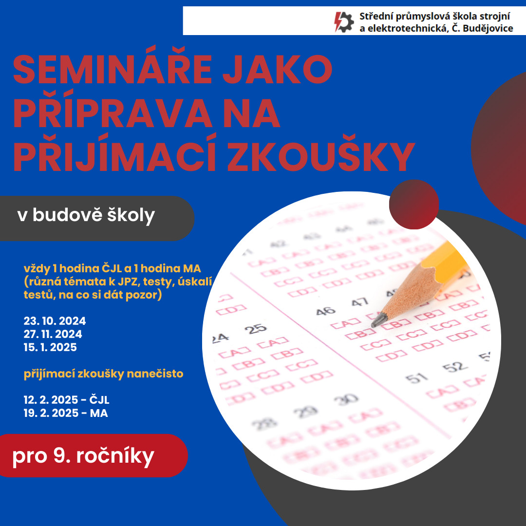 SEMINARE 2024 2025 - Prezenční semináře k JPZ – pro žáky 9. ročníků 