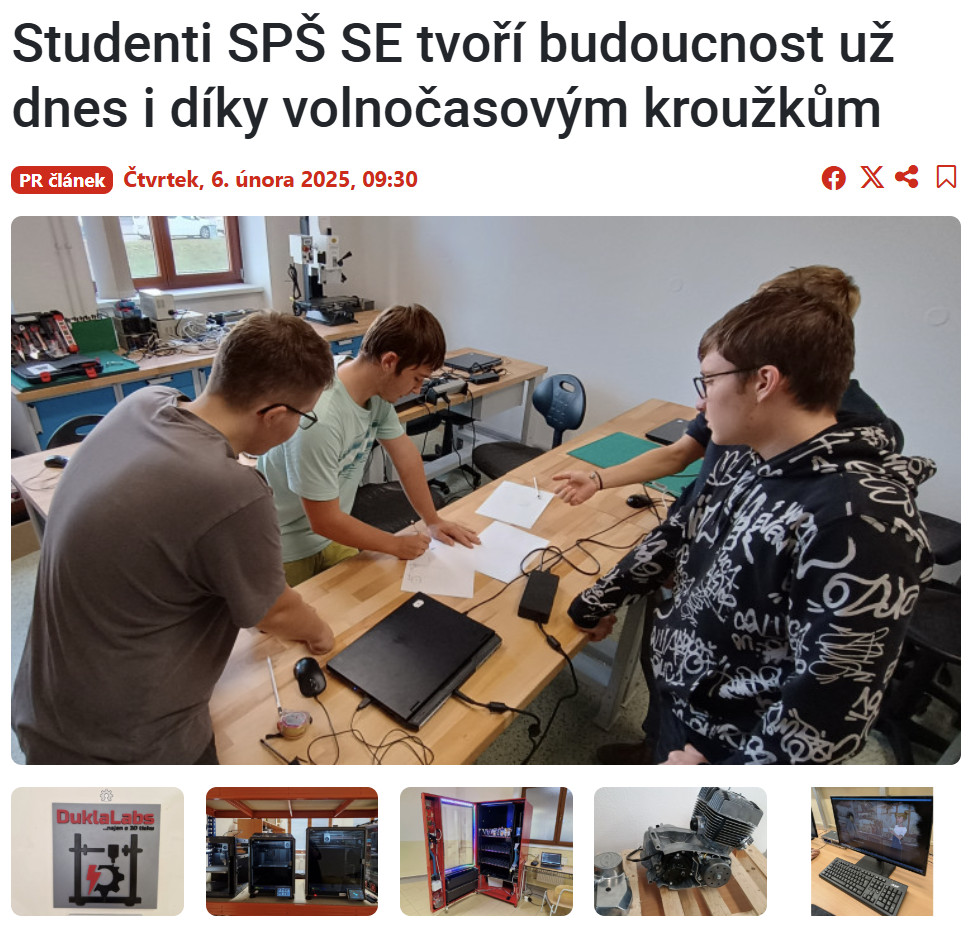 04 - Propagujeme naši školu SPŠ SE České Budějovice prostřednictvím PR článků